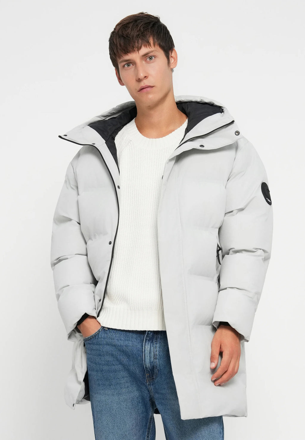 Jack & Jones JCOFUSION LONG PUFFER JACKET - Winter coat - light grey