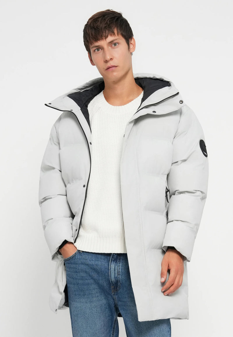 Jack & Jones JCOFUSION LONG PUFFER JACKET - Winter coat - light grey