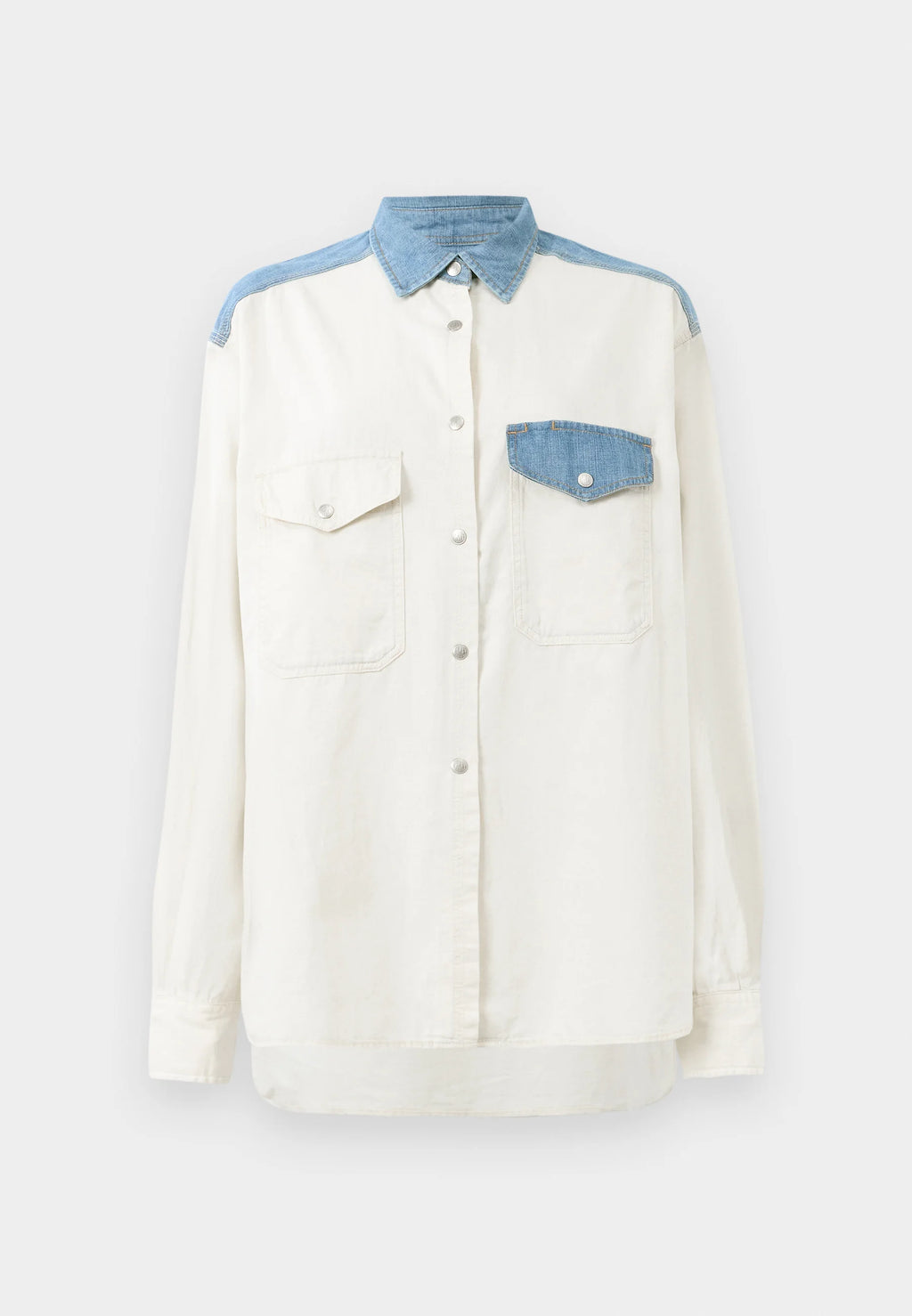 Replay SHIRT - Button-down blouse - winter white/light blue