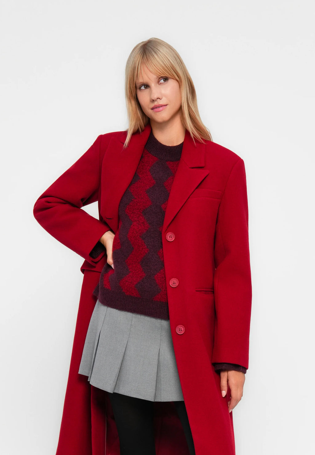 ONLY ONLNANCY LIFE LONG FITTED COAT - Classic coat - karanda red