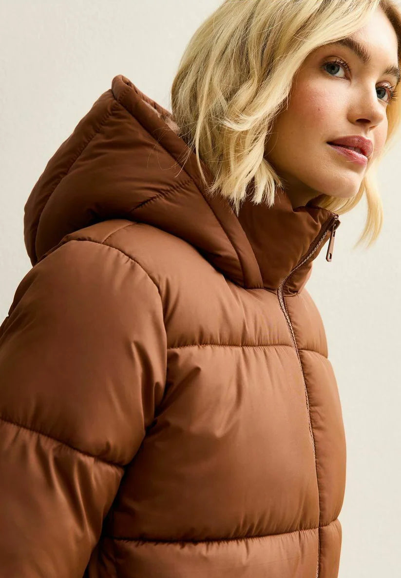 New Look HOODED CROPPED PUFFER - Winter jacket - tan