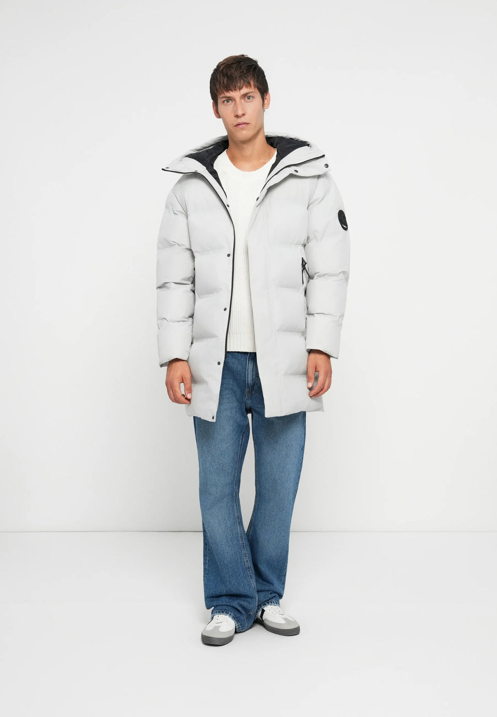 Jack & Jones JCOFUSION LONG PUFFER JACKET - Winter coat - light grey