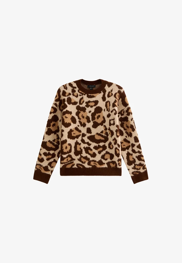 New Look ANIMAL PATTERN CREW NECK - Jumper - brown pattern