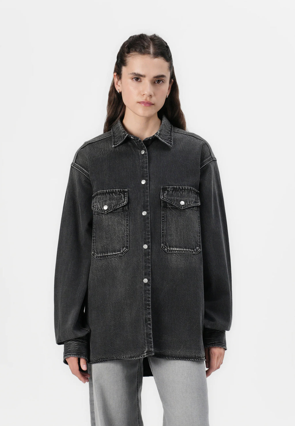 Replay SHIRT - Button-down blouse - dark grey