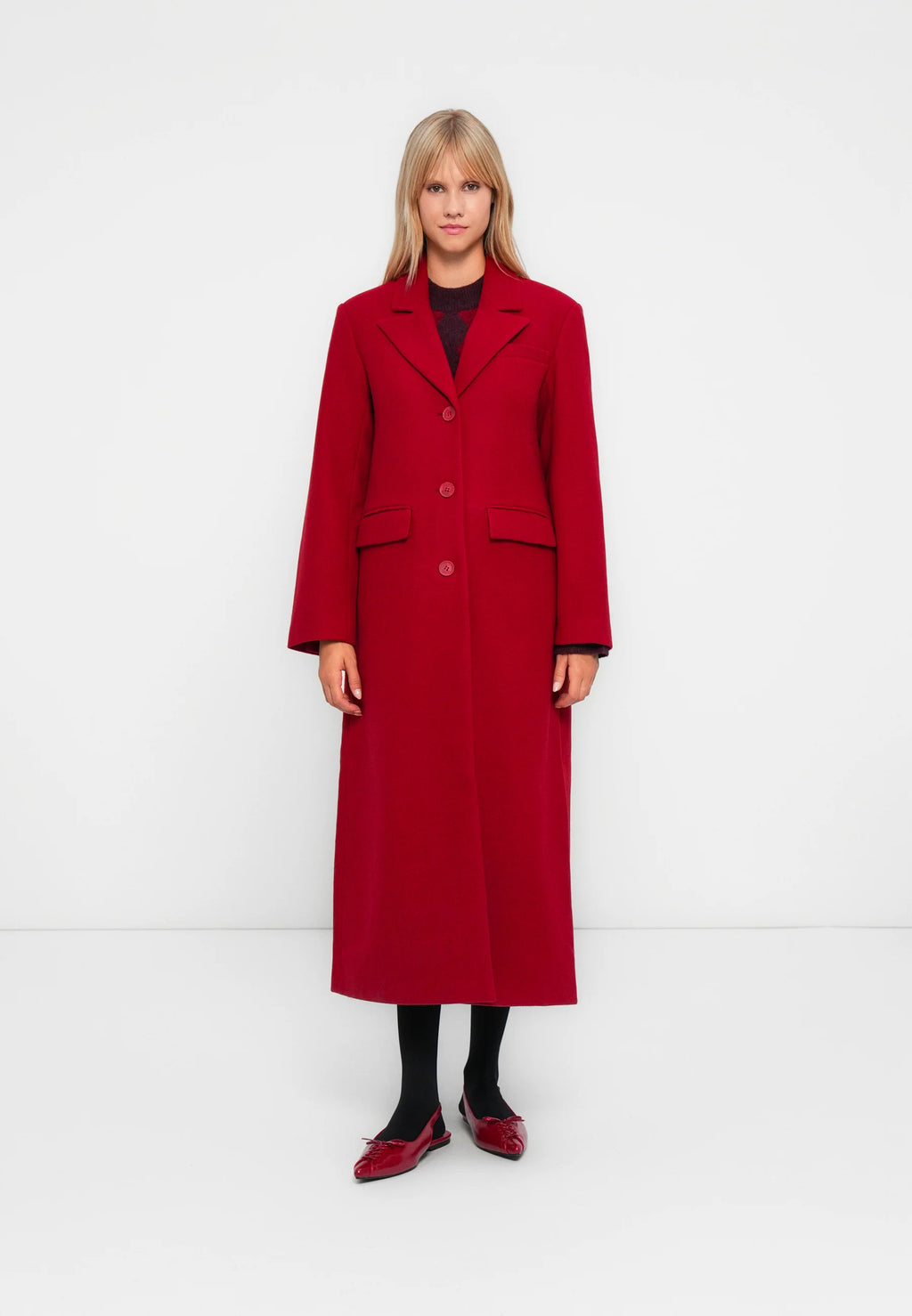 ONLY ONLNANCY LIFE LONG FITTED COAT - Classic coat - karanda red