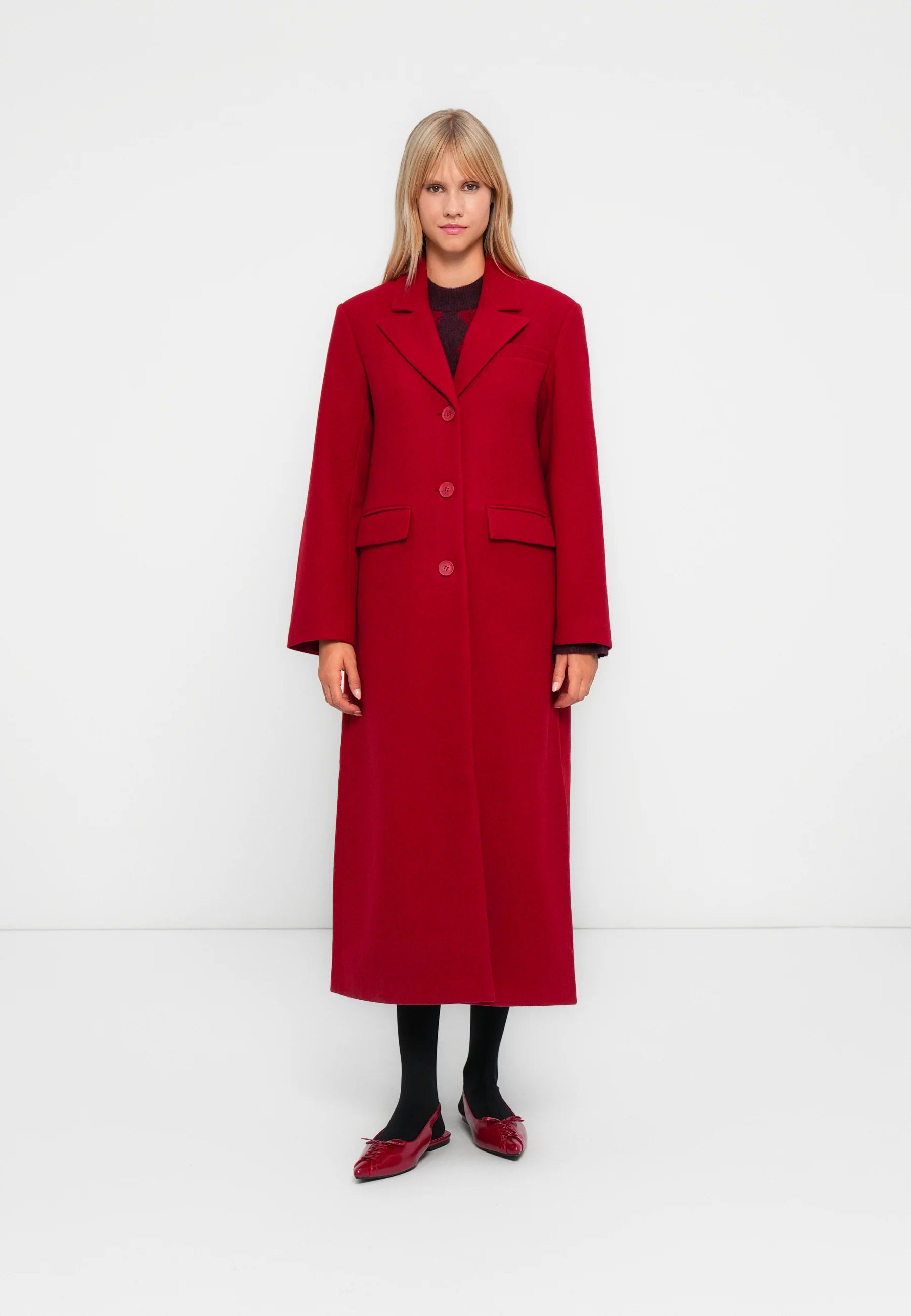 ONLY ONLNANCY LIFE LONG FITTED COAT - Classic coat - karanda red