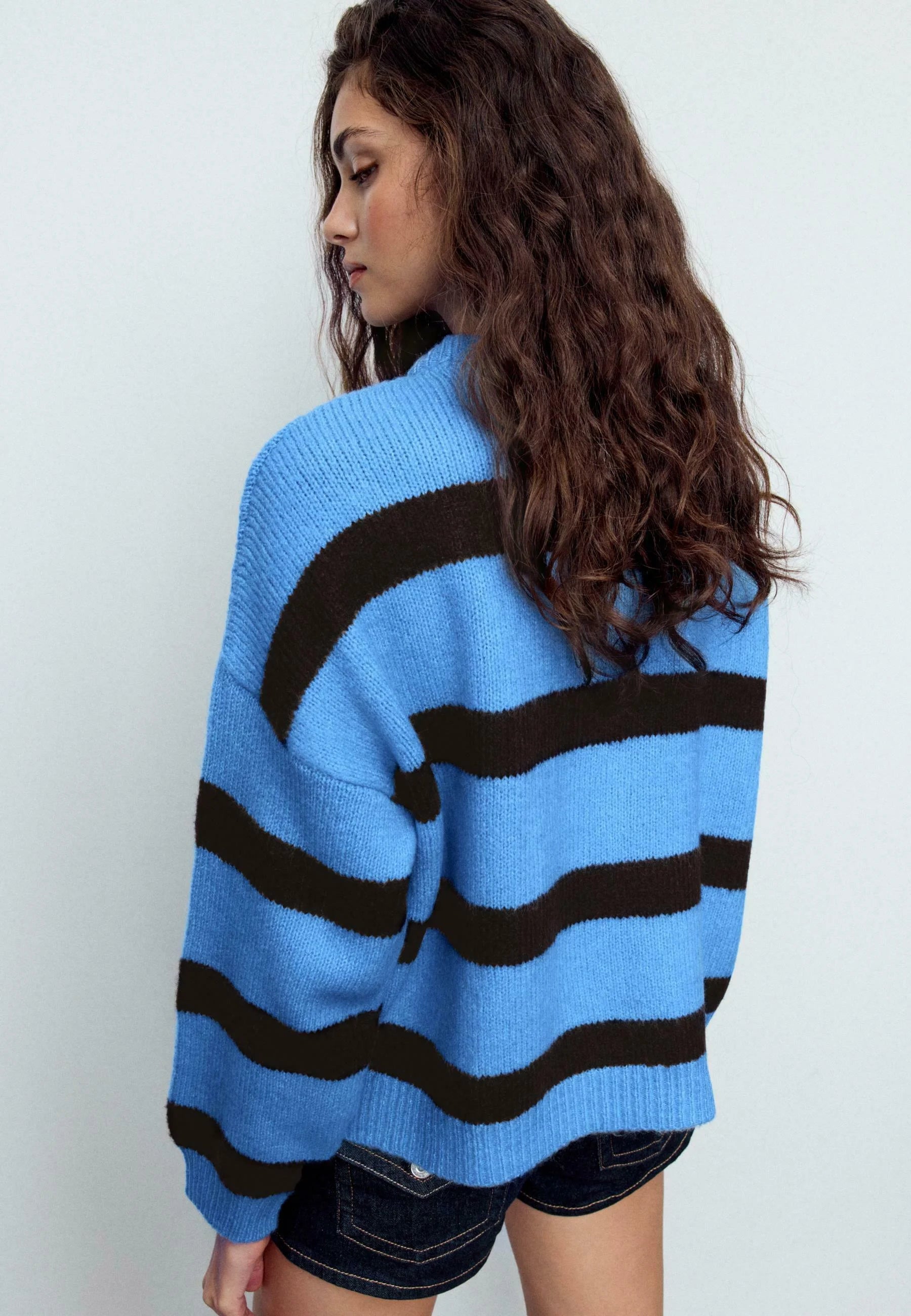 Stradivarius STRIPED ROUND NECK - Jumper - blue