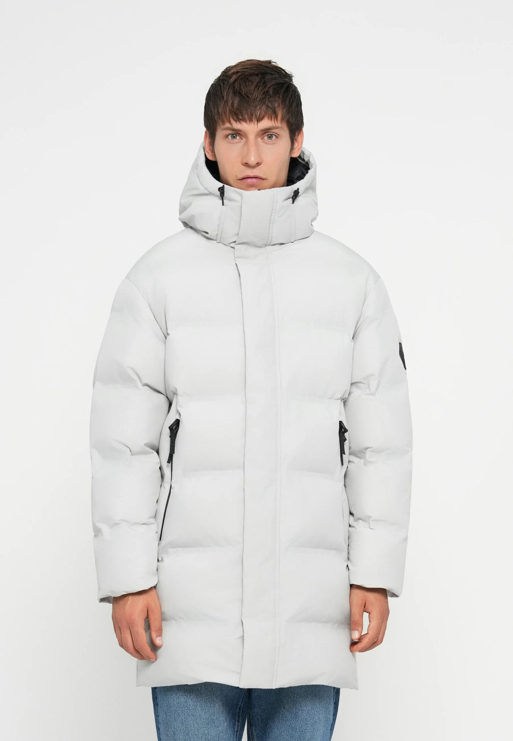 Jack & Jones JCOFUSION LONG PUFFER JACKET - Winter coat - light grey