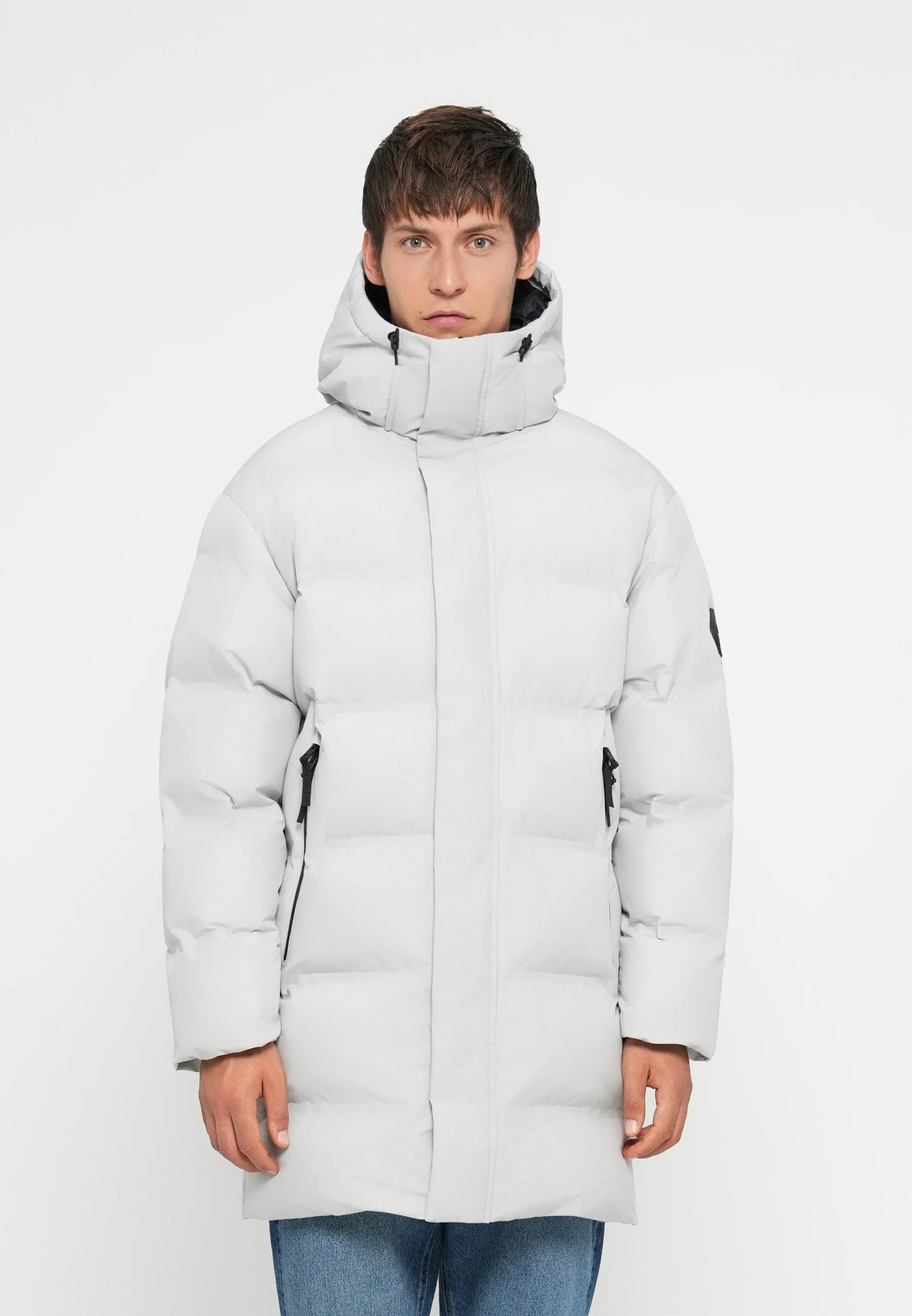 Jack & Jones JCOFUSION LONG PUFFER JACKET - Winter coat - light grey